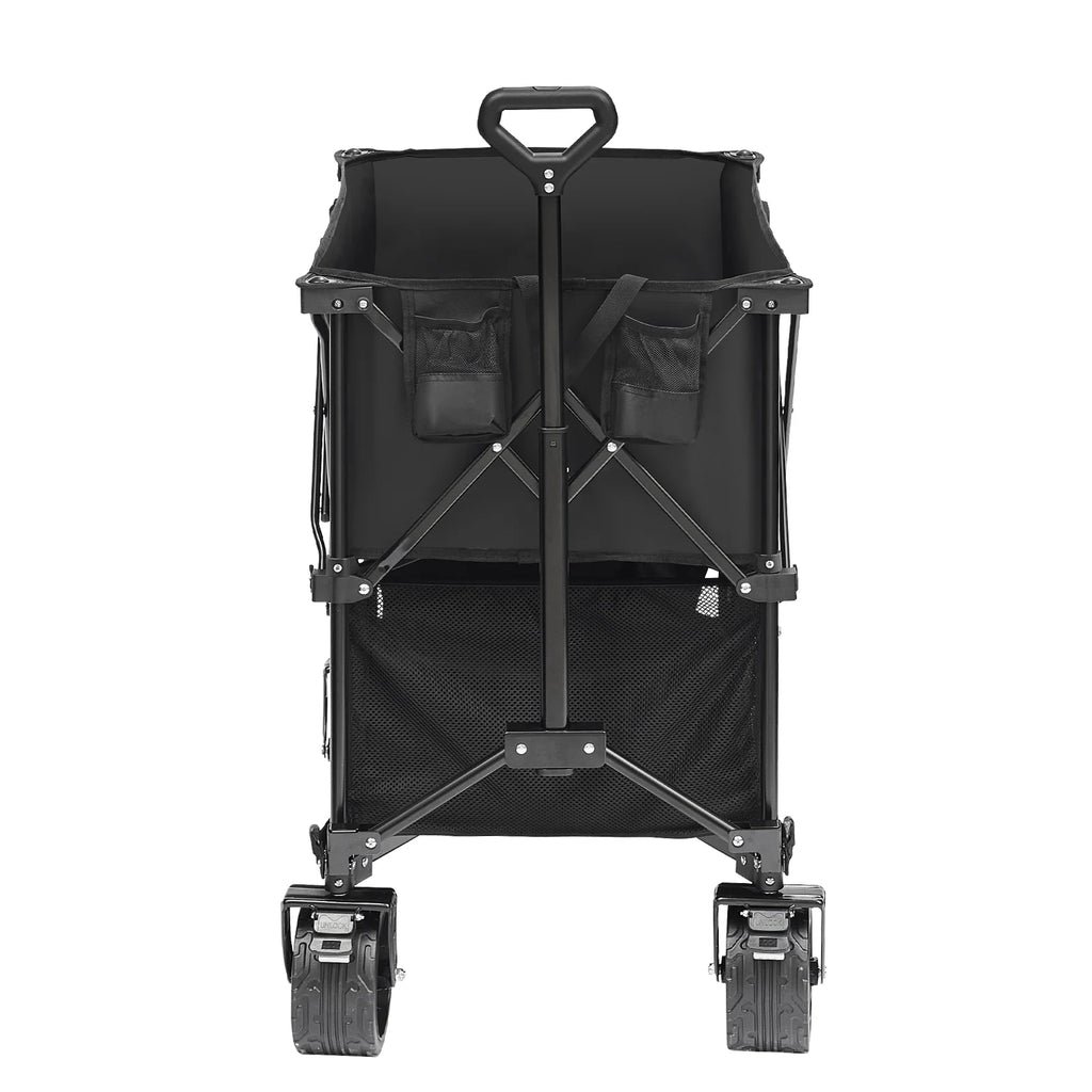 Chariot pliant à deux niveaux VEVOR, chariot pliable de 400 L avec roues tout-terrain, chariot pliant robuste d’une capacité de charge de 350 à 450 lb pour le camping, les courses et le jardin, rallonge extra-longue de 52 po