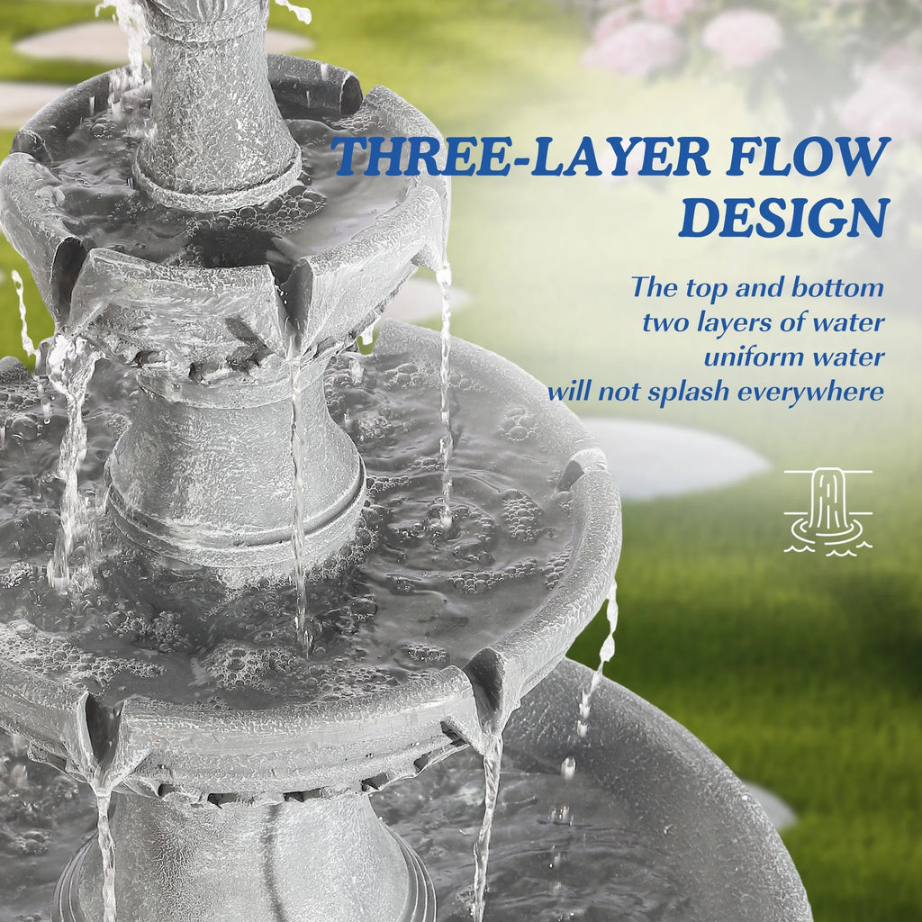 MAGIC UNION Fontaine d’eau de jardin d’extérieur, fontaines et cascades italiennes de 48,4 po de haut, grande fontaine d’intérieur à trois niveaux avec cascade et bulleur, avec pompe, pour la décoration de la maison et de la cour