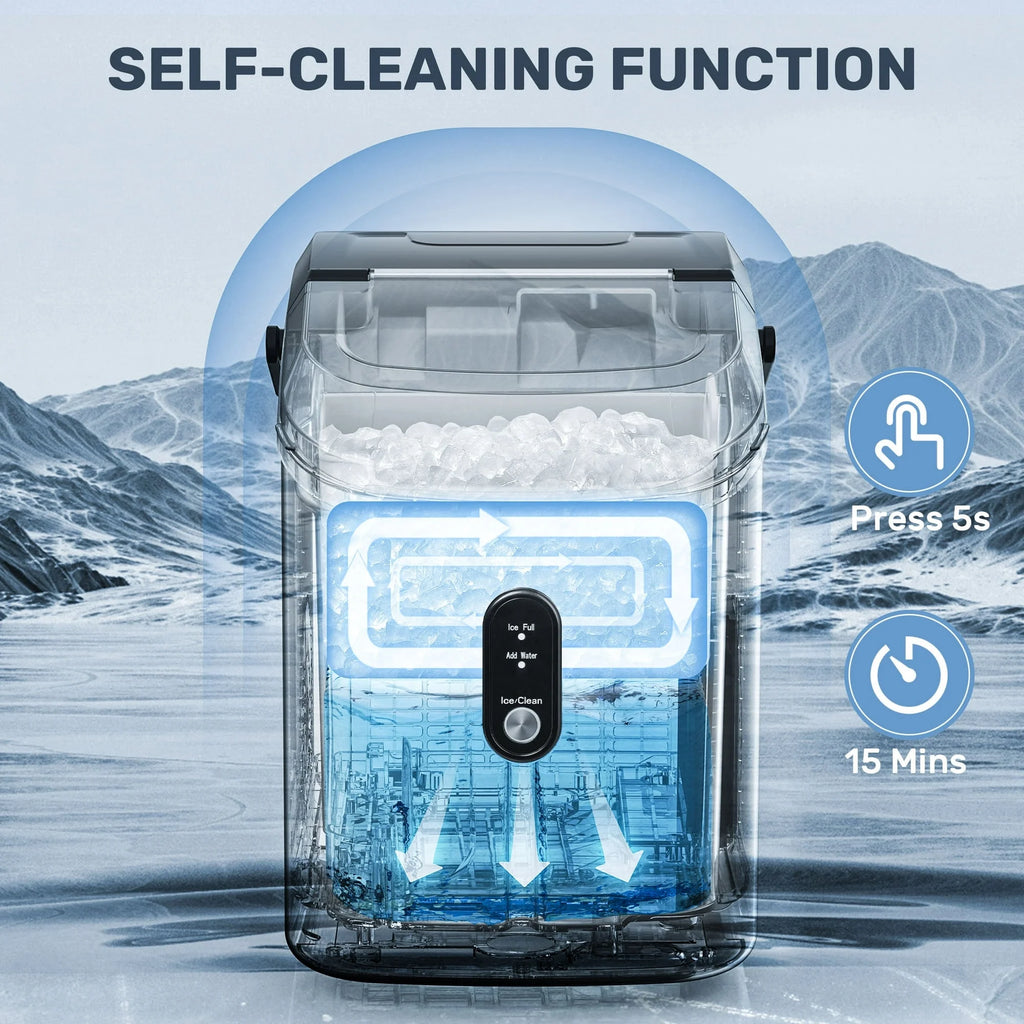Machine à glaçons Auseo SS Nugget de comptoir avec glaçons tendres à mâcher, 35 lbs/24 h, autonettoyante, pelle à glaçons, acier inoxydable argenté, pour cuisine/bureau/fête