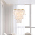 Lustre Paula de The Lighting Store à 4 lumières, finition bronze brillant avec coquillage blanc naturel - 20,5 pouces de diamètre x 21,7 pouces de hauteur