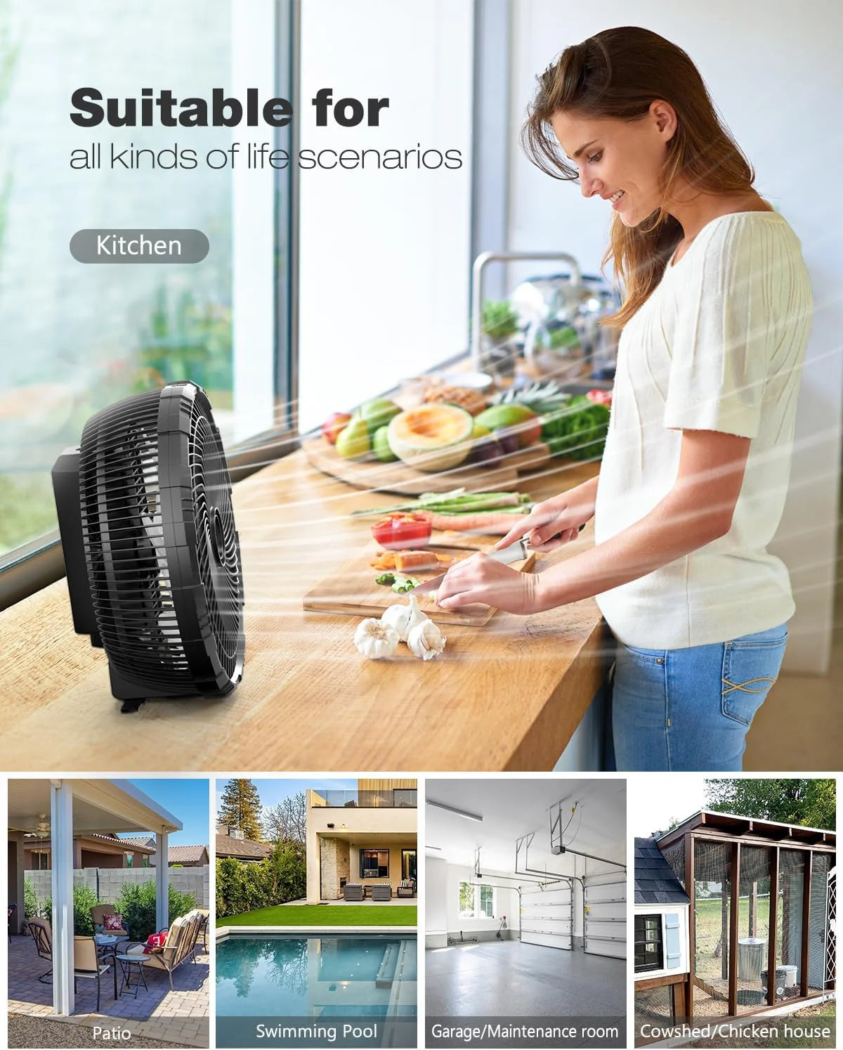 Produits de ventilation portables, ventilateur brumisateur d'extérieur 12 pouces 20000mAh, adapté aux terrasses extérieures