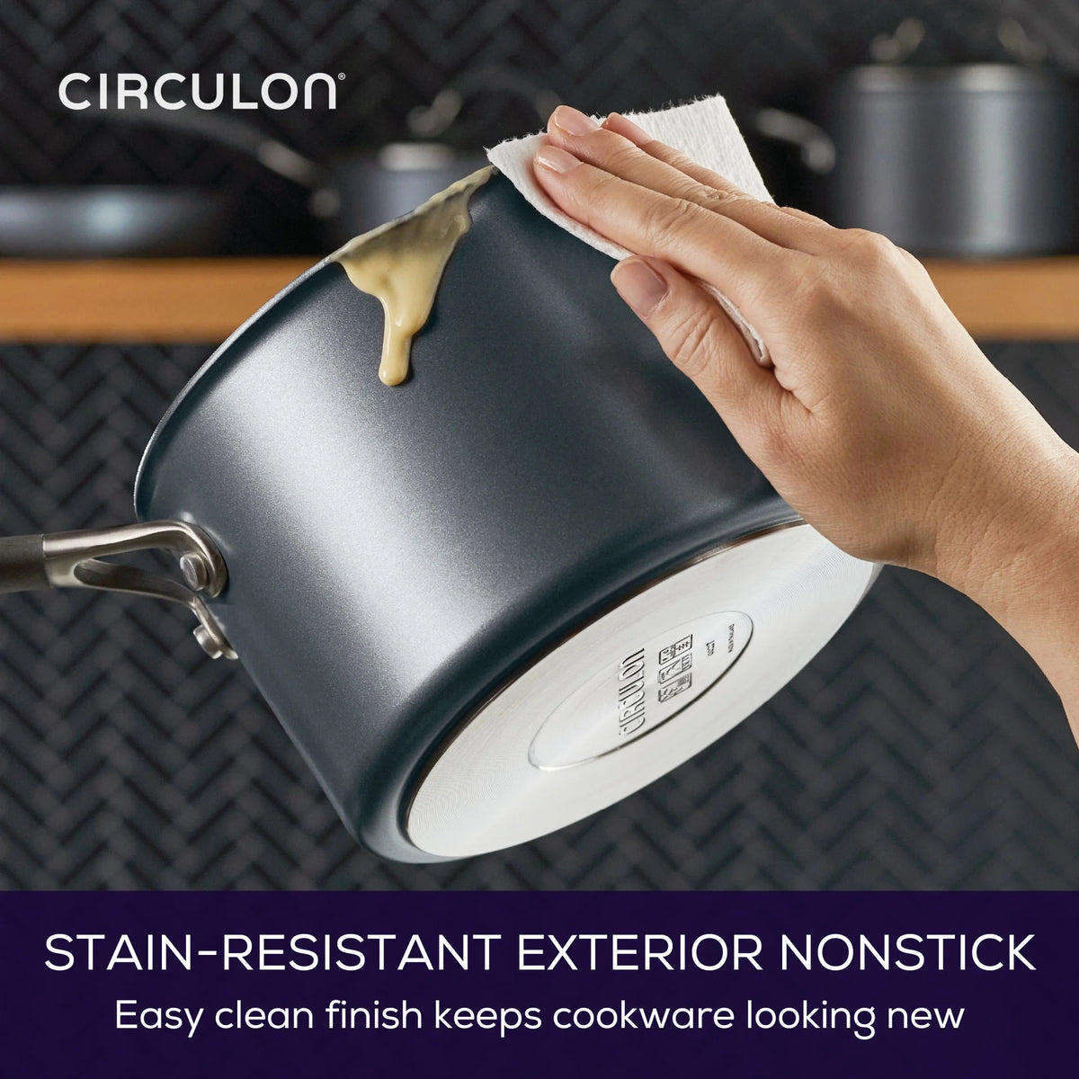 Batterie de cuisine antiadhésive en aluminium Circulon A1 Scratch Defense de 10 pièces, acier inoxydable moulé