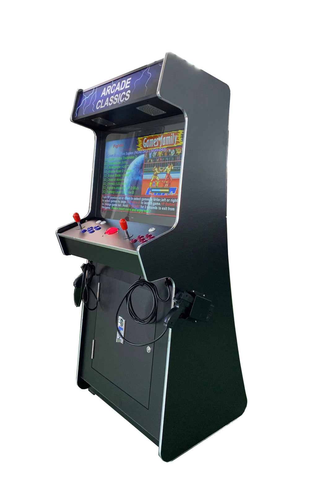 Bornes d'arcade debout pour 2 joueurs avec 2 pistolets, 4 600 jeux, borne rétro verticale multijour noire