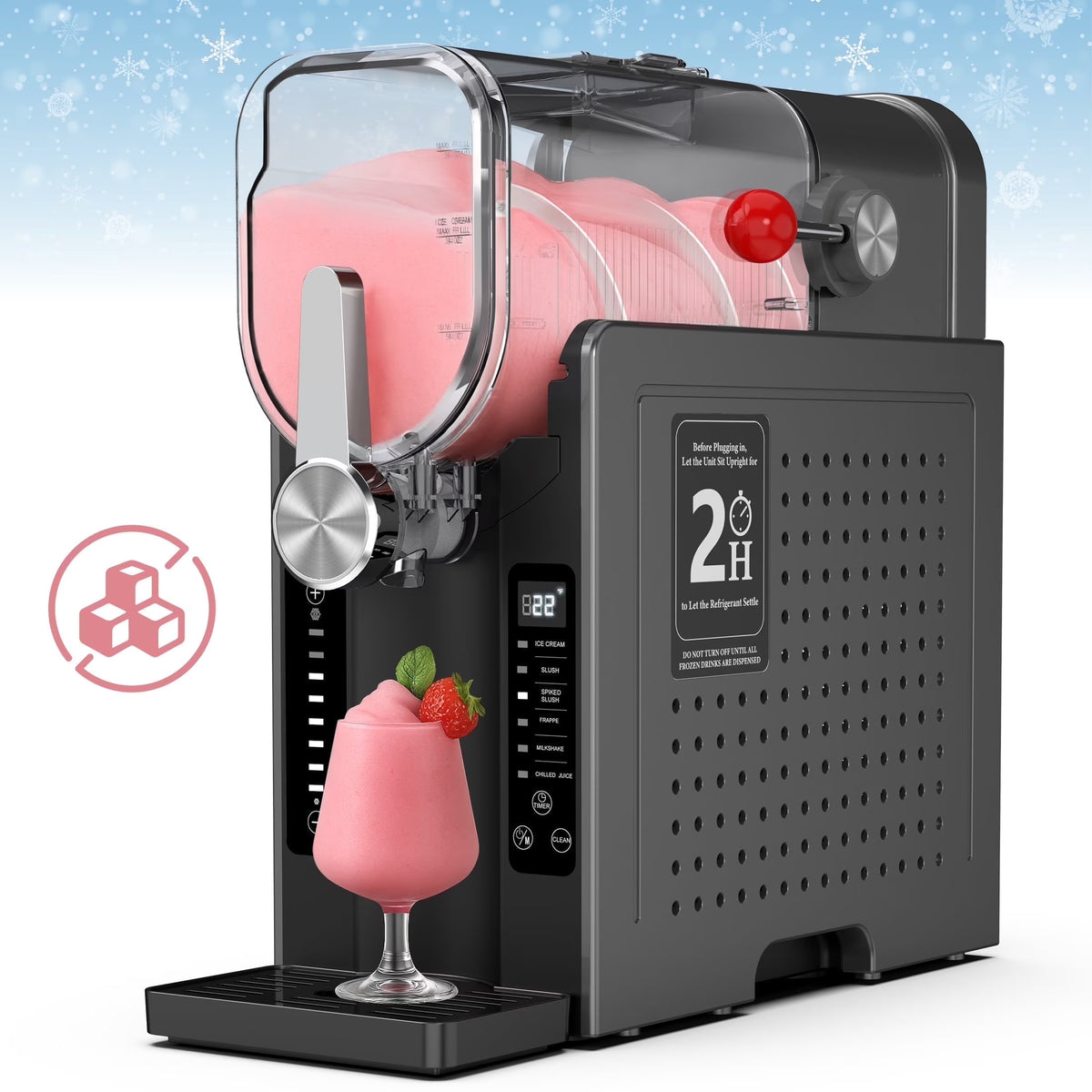 Machine à granité Flamemore pour la maison avec autonettoyage, sans glaçons, 6 réglages prédéfinis, machine à boissons glacées, démarrage différé de 12 h, 200 W
