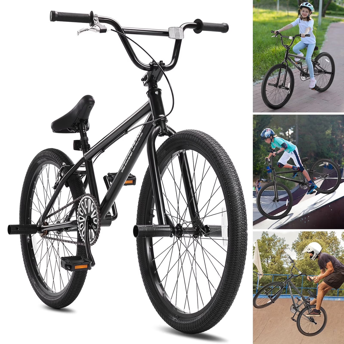 Vélo BMX VEVOR, vélo freestyle à roues de 24 pouces, vélo de course BMX avec 4 pegs, convient aux cyclistes débutants et confirmés, vélo BMX pour adolescents, adultes, hommes et femmes, cadre robuste en acier Hi-Ten, facile à assembler