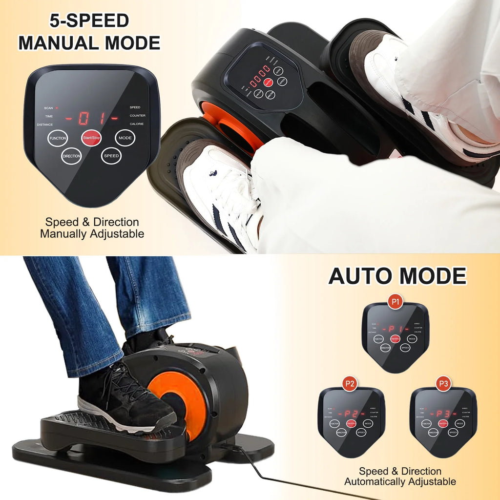 Vélo elliptique de bureau Baokaler, appareil d’exercice électrique pour les jambes assis, pour seniors, 12 vitesses réglables avec télécommande