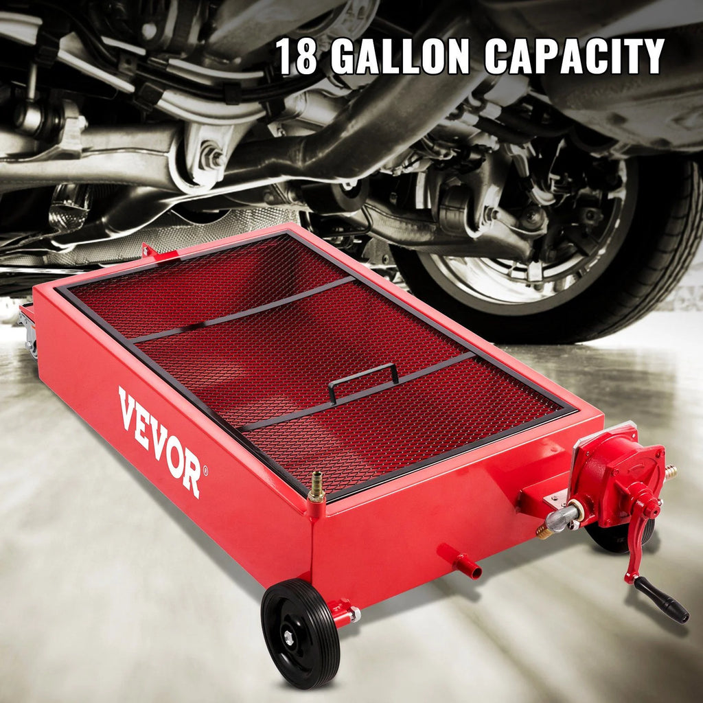 Grand bac de vidange d’huile de 20 gallons, capacité de 76 L, avec pompe, flexible et roulettes pivotantes, réservoir de faible hauteur pour vidange d’huile de voitures, VUS et camions