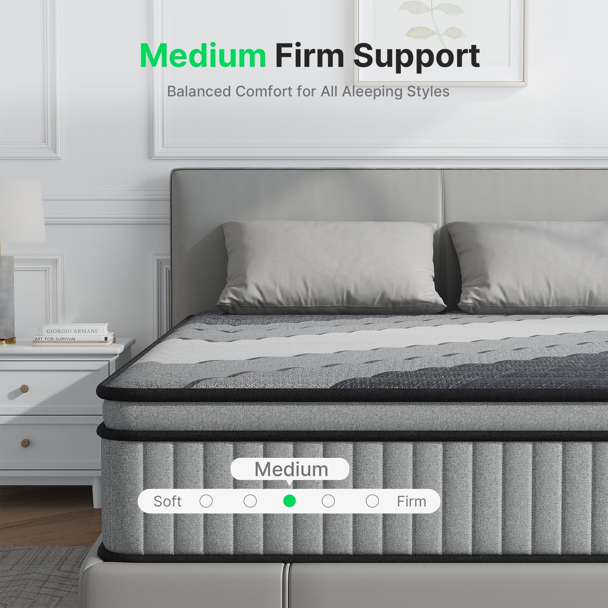 Matelas simple BEHOST de 25,4 cm, matelas écologique en mousse à mémoire de forme certifié CertiPUR-US, matelas hybride simple à ressorts ensachés sans transfert de mouvement