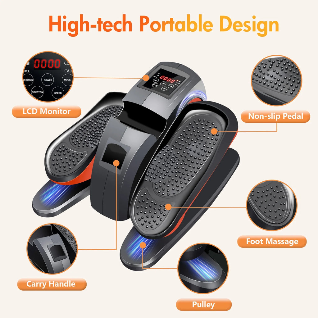 Vélo elliptique de bureau Baokaler, appareil d’exercice électrique pour les jambes assis, pour seniors, 12 vitesses réglables avec télécommande