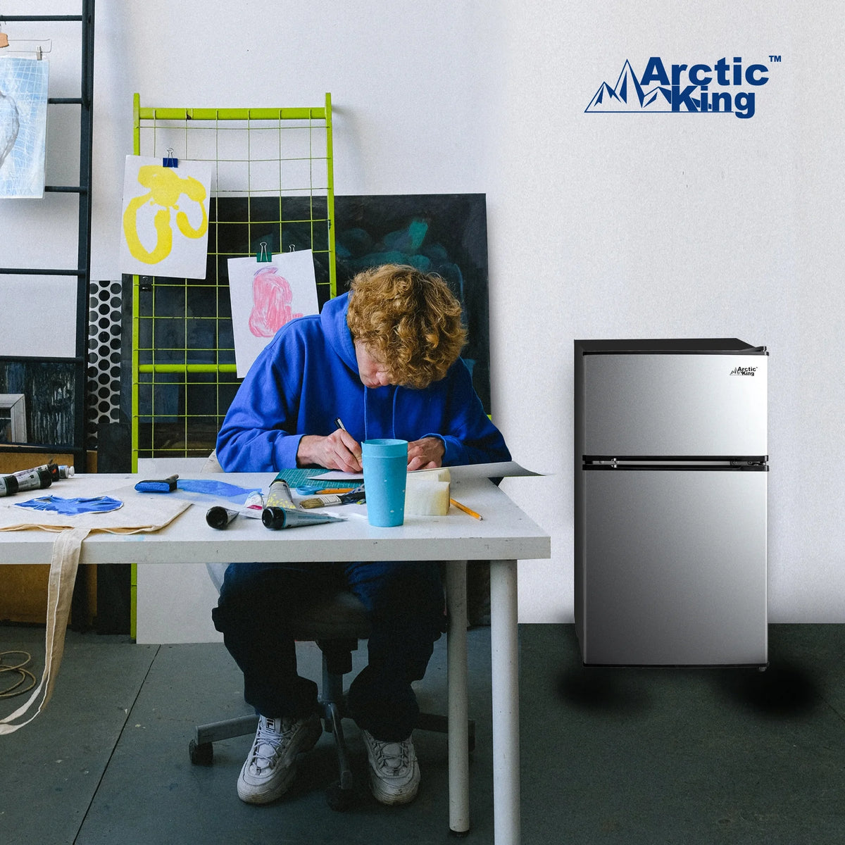 Mini-réfrigérateur Arctic King de 3,2 pi³, à deux portes avec congélateur, en acier inoxydable, certifié Energy Star