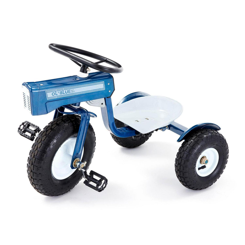 Tricam Ol- Tricycle tracteur bleu. Vélo pour tout-petit en acier 22¡å Jouet de pousse pour enfants