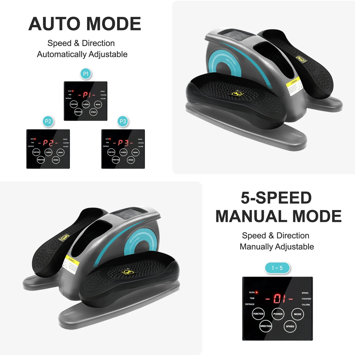 Vélo elliptique de bureau Baokaler, appareil d’exercice électrique pour les jambes assis, pour seniors, 12 vitesses réglables avec télécommande