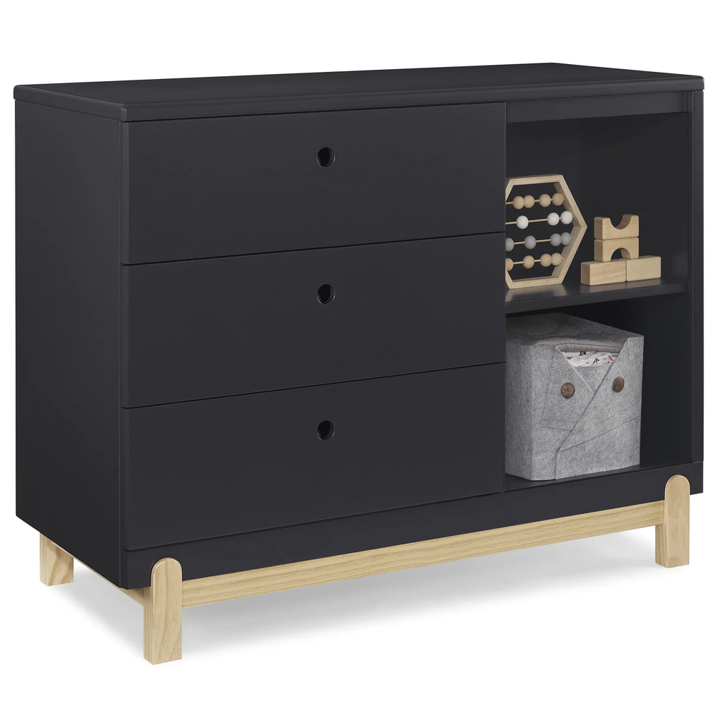 Commode Delta Children Poppy à 3 tiroirs avec casiers et tiroirs emboîtables, Blanc Bianca/Naturel