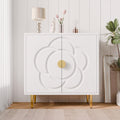 Buffet moderne Tolead avec panneau à motif floral, 6 étagères, blanc