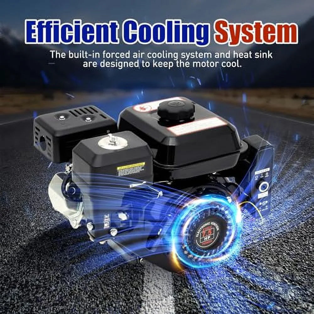 Moteur à essence de 7,5 CV, moteur 4 temps de 212 cm³ à démarrage électrique, moteur de karting de 3 000 W, 3 600 tr/min, conception OHV pour mini-motos, karts, mini-bikes et bûcheuses