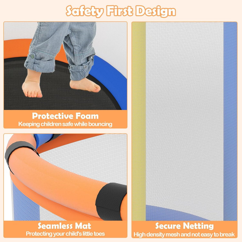 OLAKIDS 55 Trampoline pour enfants Filet de protection Robuste pour Garçons Filles Extérieur Intérieur