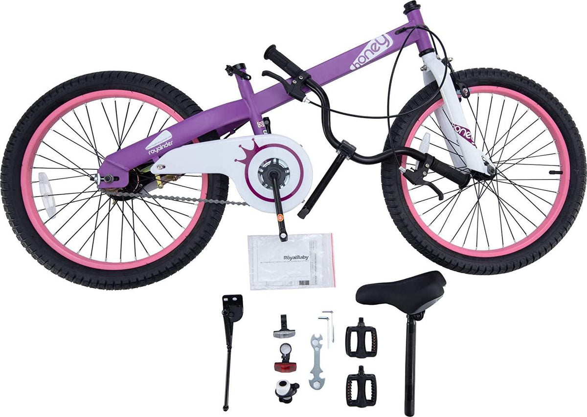 Vélo pour fille Royalbaby 20 pouces Hony, violet, avec béquille