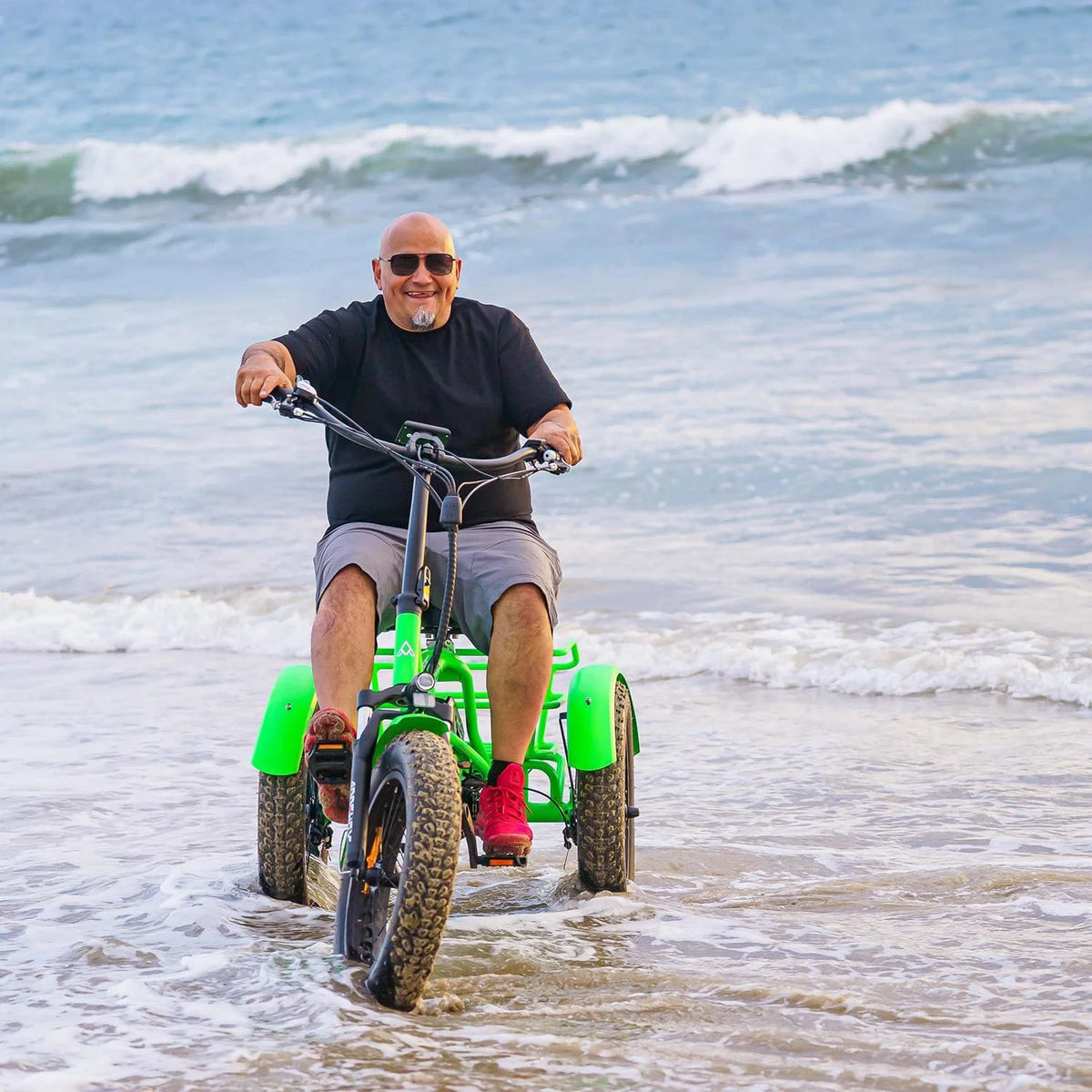 Tricycle électrique semi-allongé Addmotor M-360II, 85 mi, vélo électrique à 3 roues avec pneus larges pour adultes, tricycle électrique 750 W 48 V 20 Ah pour seniors, 20 pouces, avec différentiel de vitesse, vert