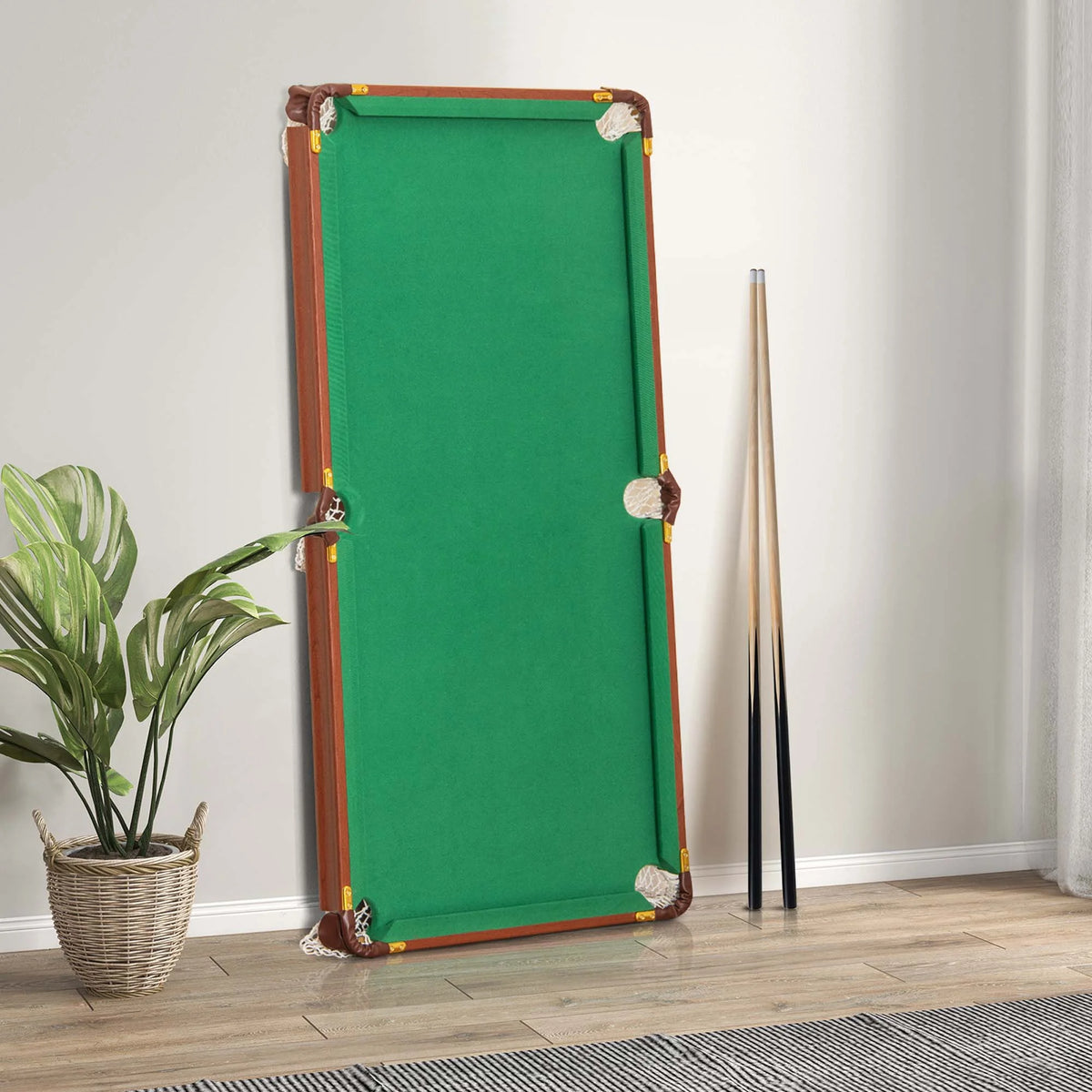 Ensemble de table de billard pliable Costway avec pieds pliables, pieds réglables, 2 queues de billard et 2 craies