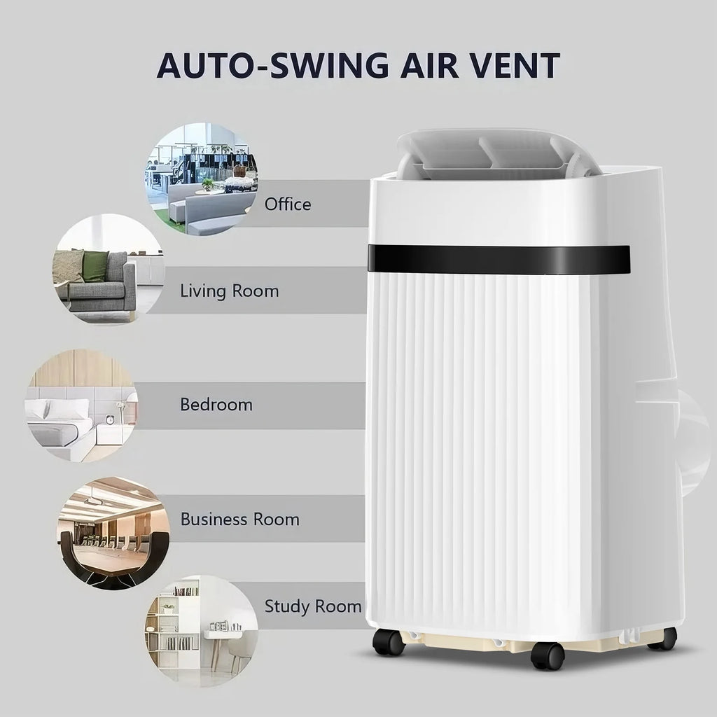 Climatiseur portable Auseo 8 000 BTU ASHRAE, pour des espaces allant jusqu’à 32,5 m², 3-en-1 avec déshumidificateur, ventilateur et mode sommeil, télécommande et minuterie 24 heures