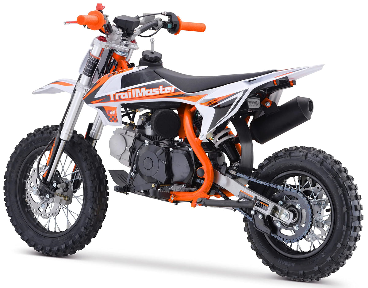 Moto tout-terrain Trailmaster TM15 110 cc semi-automatique à 4 vitesses, hauteur de selle de 24,21 pouces, freins à disque, cadre à double triangulation (rouge)