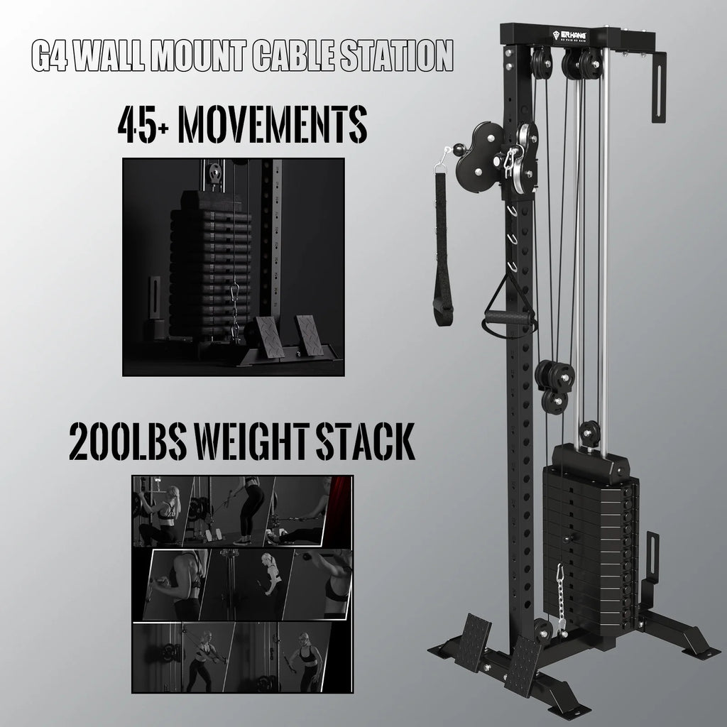 Machine à poulie à câbles Mikolo pour musculation à domicile, station à câbles murale avec colonne de poids de 90 kg, machine à tractions avec système à double poulie réglable sur 27 positions