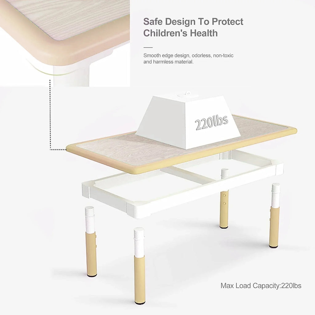 Ensemble table et 4 chaises pour enfants LAZY BUDDY, bureau réglable en hauteur pour tout-petits avec plateau graffiti, ensemble de table d’activités pour enfants pour crèche et maison