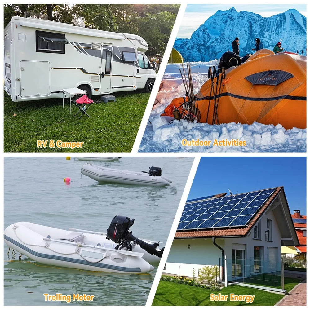 Batterie LiFePO4 12V 180Ah avec Chargeur,pour Moteur électrique Camping-car Marine Solaire Hors réseau Bateau,Batteries 15000+ Cycles profonds