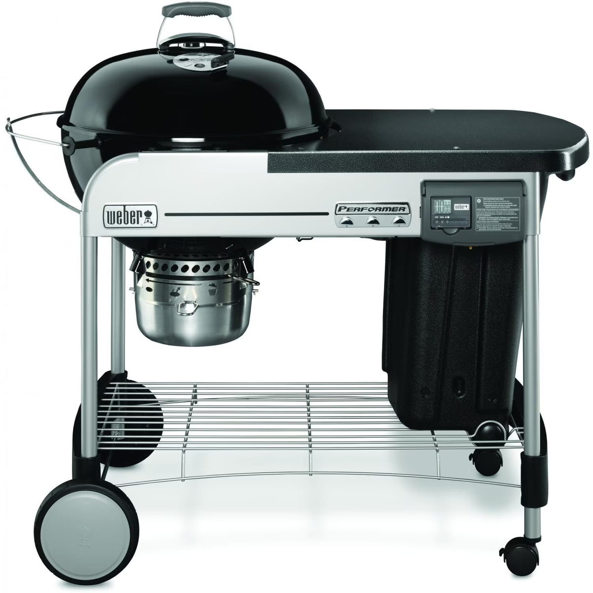 Barbecue à charbon autoportant Weber Performer Deluxe de 22 pouces avec allumage Touch-N-Go - Noir - 15501001