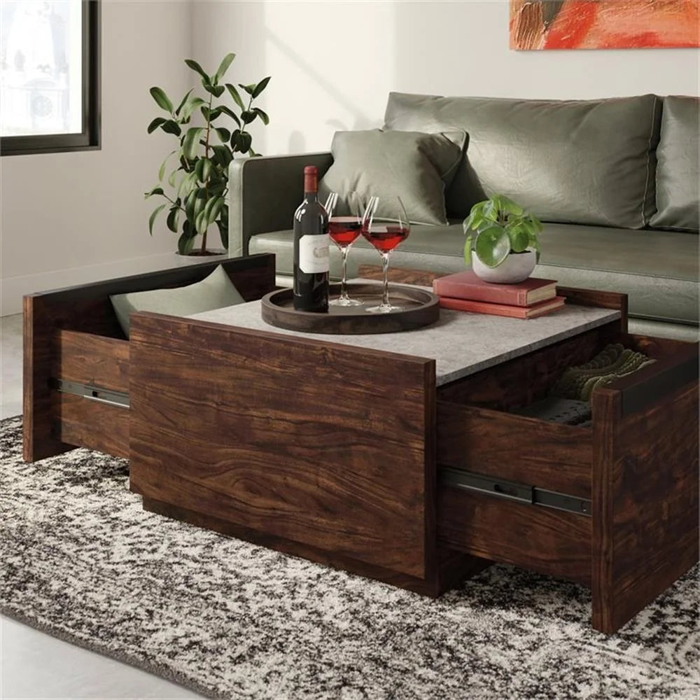 Table basse contemporaine en bois d'ingénierie Pemberly Row marron