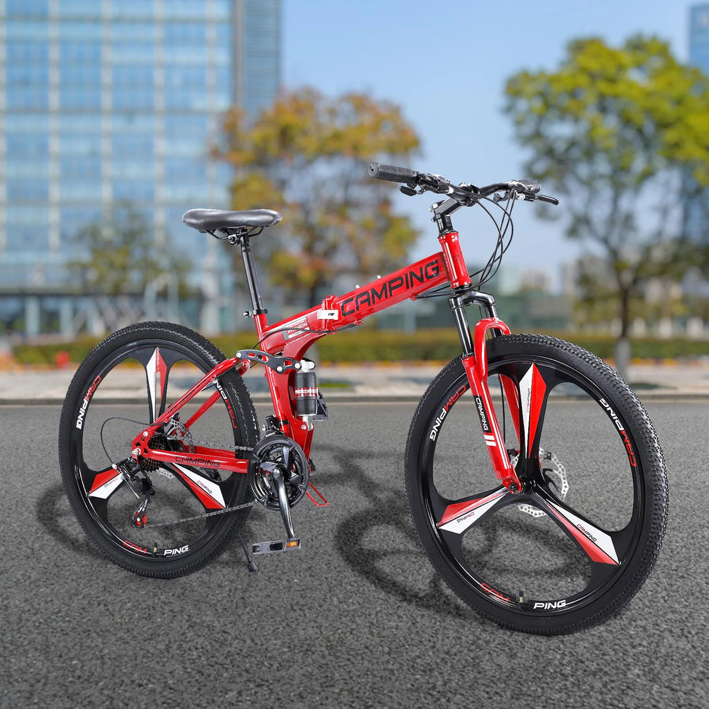 Vélo tout-terrain pliable Zimtown 26, vélo VTT Shimano 21 vitesses pour adultes, noir