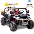 Xuanlur Voiture électrique pour enfants 24V 2 places, UTV avec moteur 2x200W, Jouet électrique 24 volts avec benne/pelle, Voiture électrique pour enfants avec pneus résistants, lumière LED, musique, télécommande, noire