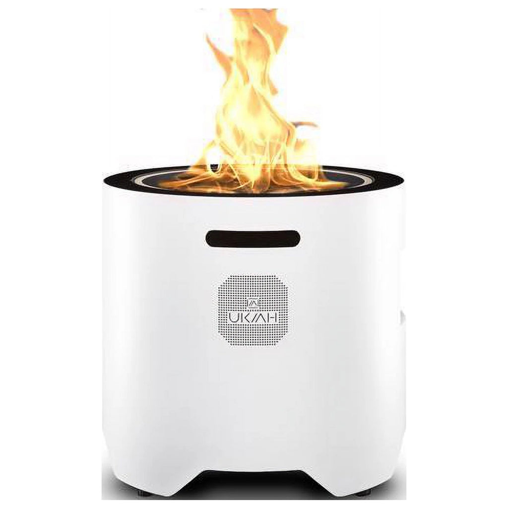Ukiah Voyager 20 po Liseau de foyer électrique rond en acier inoxydable avec système de son