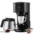 Machine à café 2-en-1 Gourmia, à dosettes individuelles + filtre 12 tasses, compatible K-Cup, noire