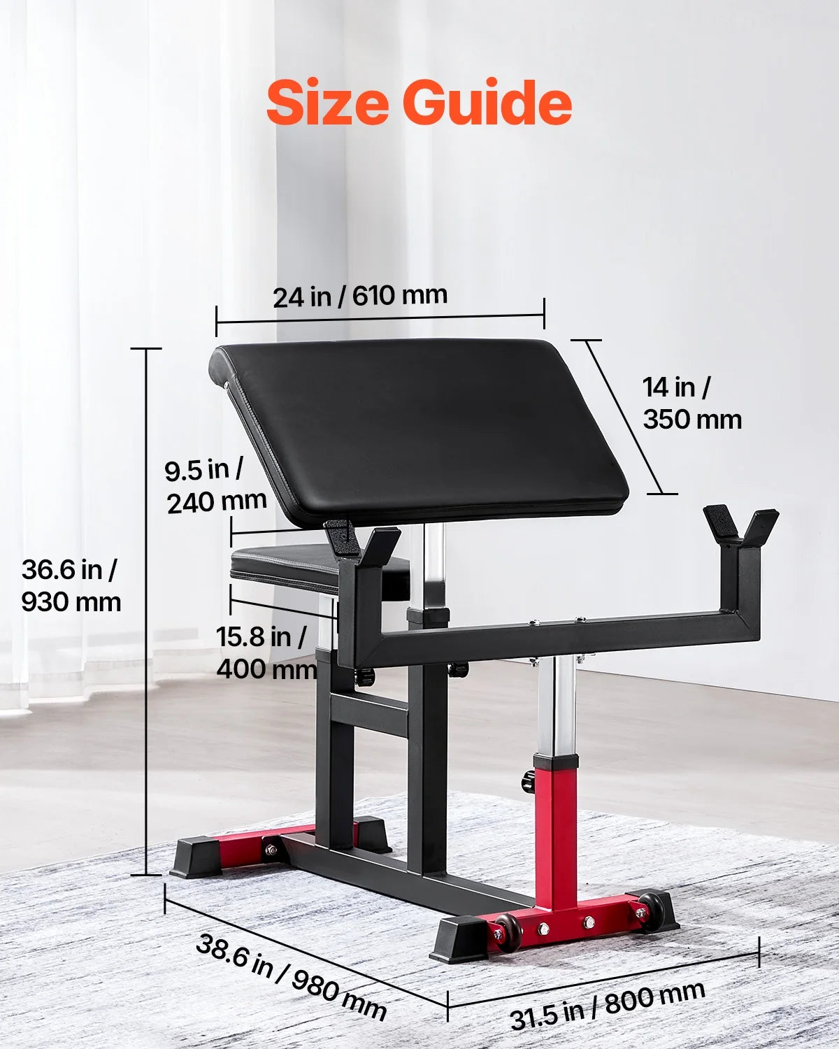 Banc à biceps VEVOR, machine de musculation pour biceps, charge max 200 kg, équipement de musculation à domicile, station assise pour isoler les biceps avec haltères et barres, banc de musculation réglable pour salle de sport à domicile