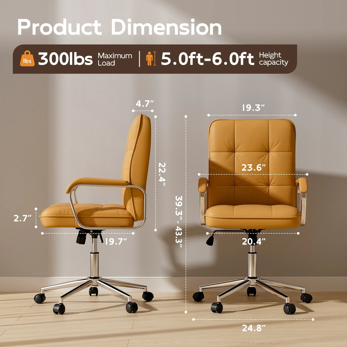 Chaise de bureau Solfway blanche, fauteuil de bureau pivotant en cuir avec roulettes et accoudoirs rembourrés, fauteuil de direction pour adultes