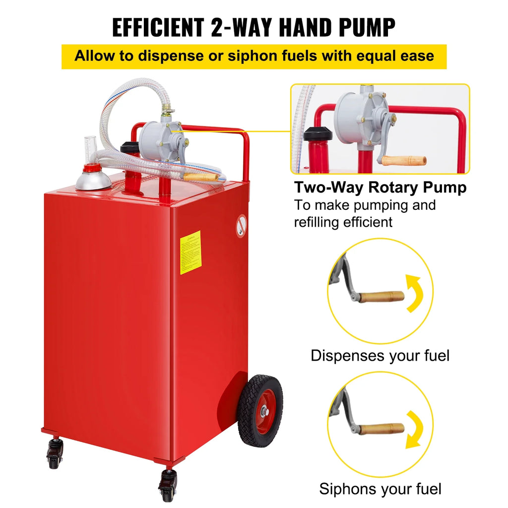 SKYSHALO, Bidon de carburant essence diesel de 30 gallons avec pompe de transfert manuelle rouge