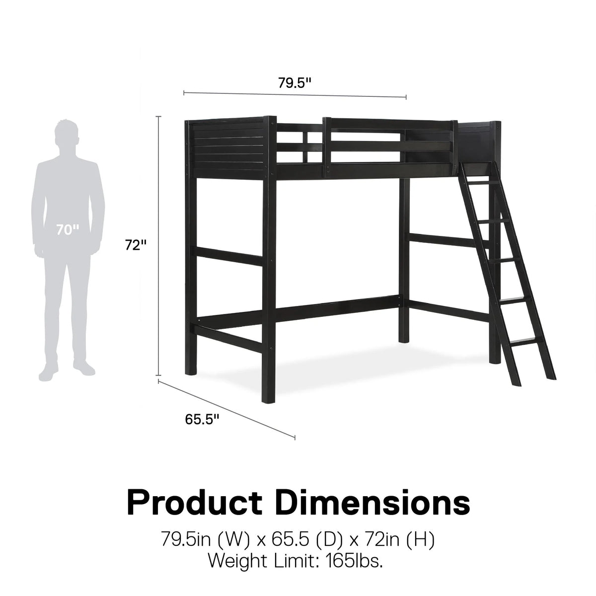 Lit mezzanine simple Your Zone Kiarah avec échelle, blanc