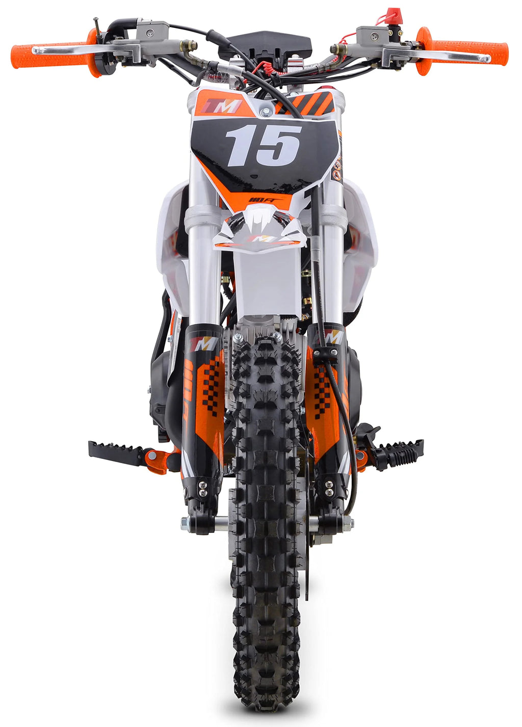 Moto tout-terrain Trailmaster TM15 110 cc semi-automatique à 4 vitesses, hauteur de selle de 24,21 pouces, freins à disque, cadre à double triangulation (rouge)