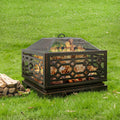 MistMo 26 Brasero carré en bois pour terrasse et jardin extérieur