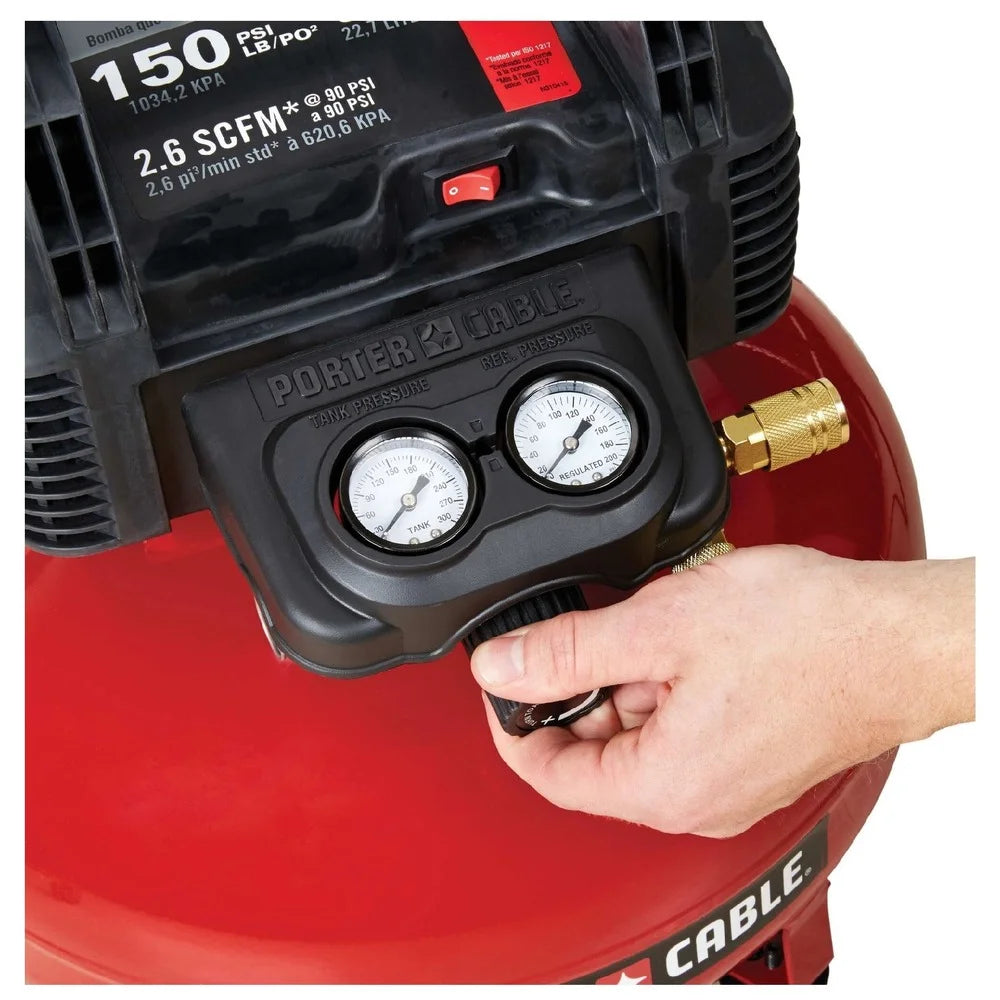 Compresseur d’air sans huile à cuve plate Porter-Cable C2002-ECOM de 0,8 ch, 6 gal