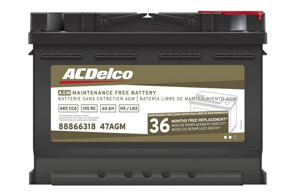 Batterie d’origine ACDelco, groupe 47, bornes supérieures