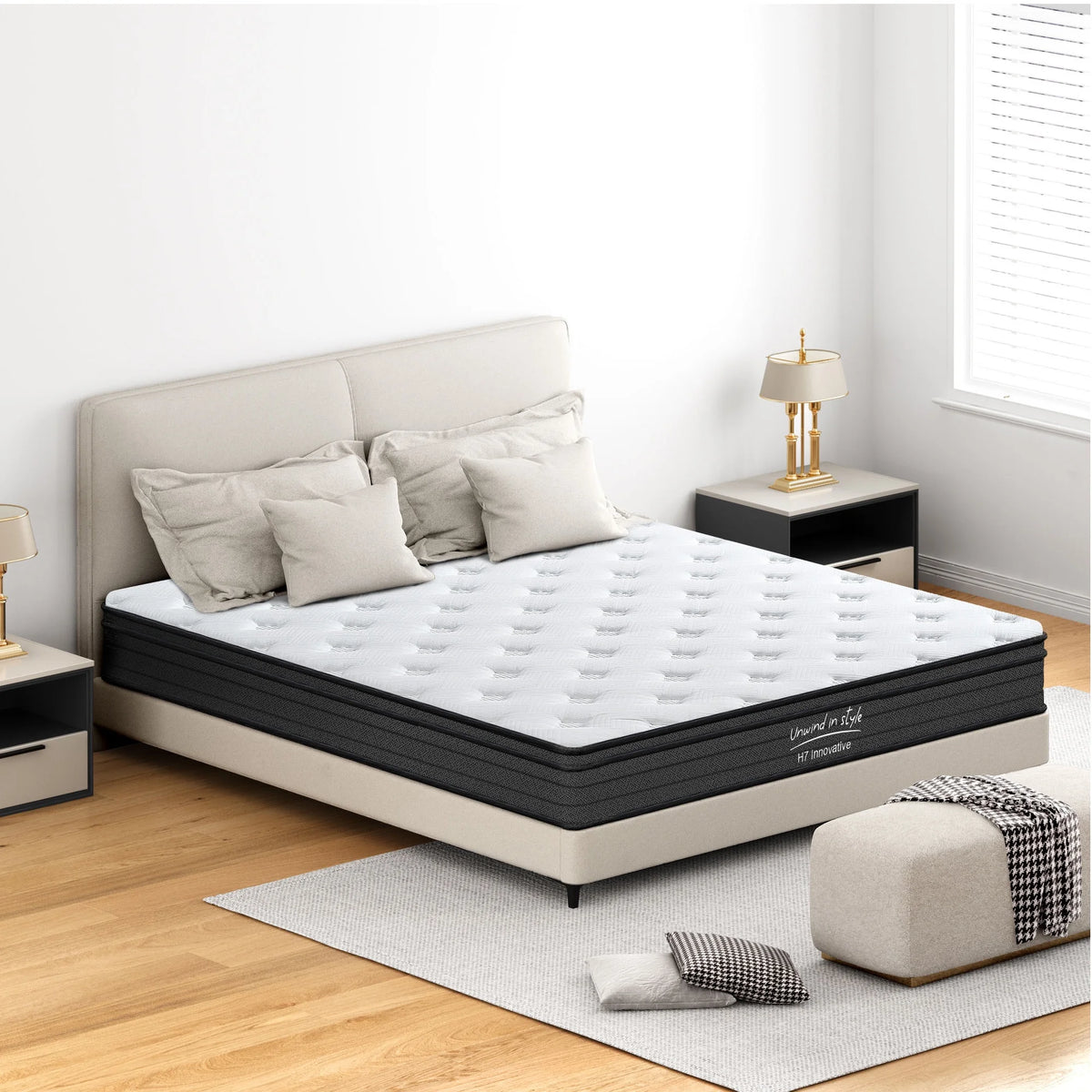 Matelas hybride King SOGES de 254 cm pour adultes, matelas en mousse à mémoire de forme, fermeté moyenne, ressorts ensachés