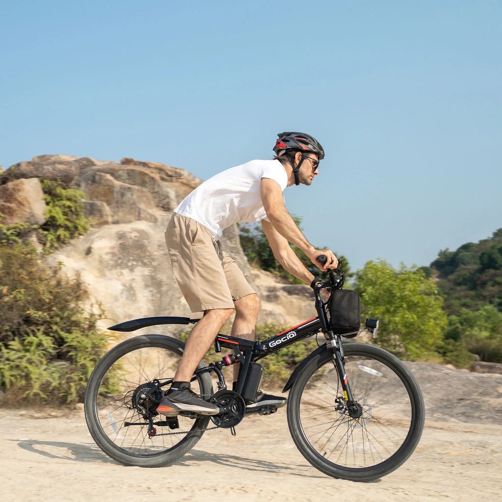 Vélo électrique pliant Gocio 26 pour adultes, VTT électrique 500W, Double amortisseur, Batterie 48V 7,8Ah, Shimano 21 vitesses, UL2849