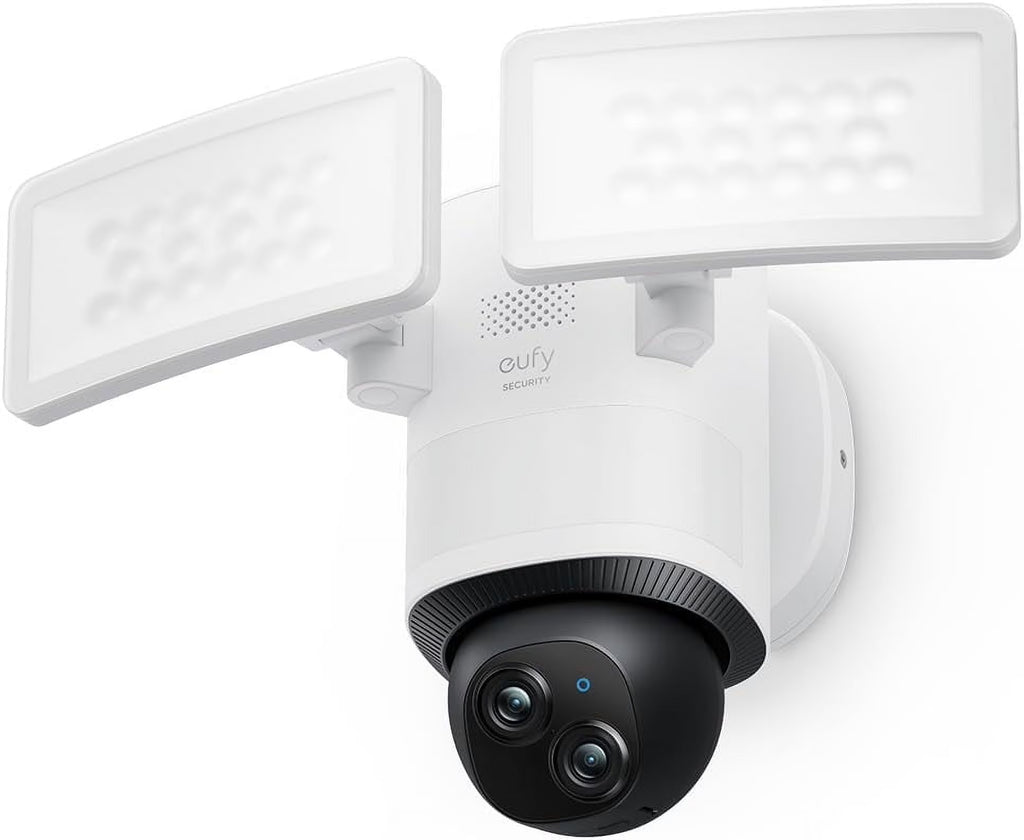 Caméra floodlight eufy Security E340, caméra filaire, double caméra 3K+2K, panoramique et inclinaison à 360°, sans abonnement mensuel