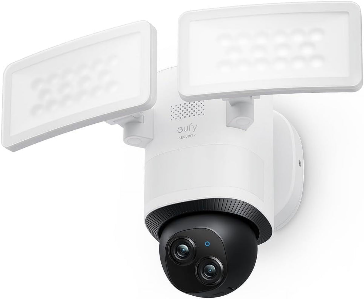 Caméra floodlight eufy Security E340, caméra filaire, double caméra 3K+2K, panoramique et inclinaison à 360°, sans abonnement mensuel
