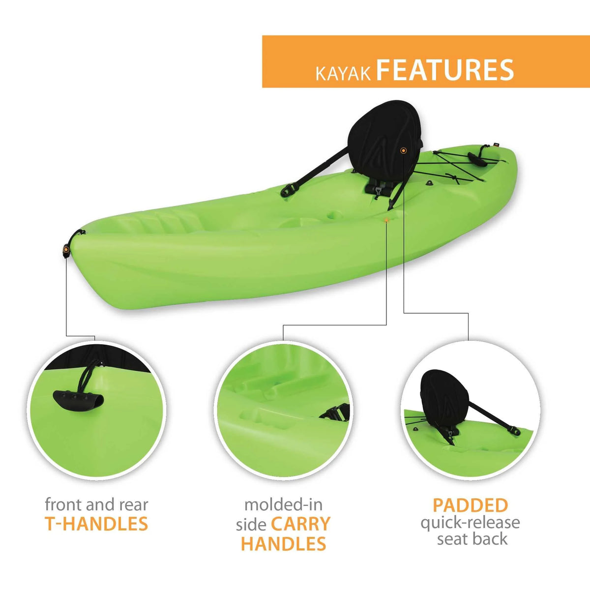 Kayak Sit-On-Top Spitfire 8 pi Lifetime, vert citron (90245)