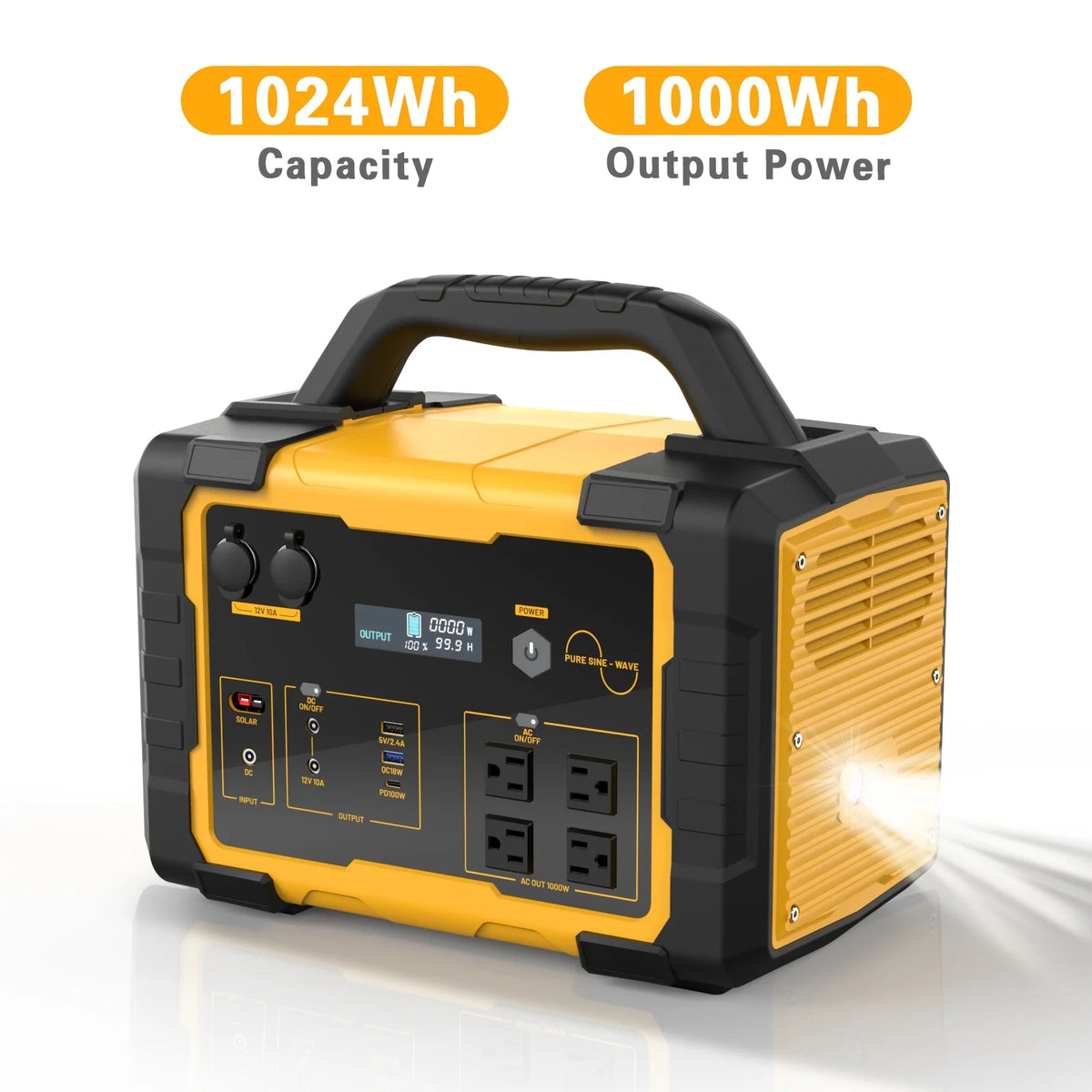 Station d’énergie portable Mondawe 1 000 W, générateur solaire 1 024 Wh avec prise CA pour la maison, le camping et les urgences