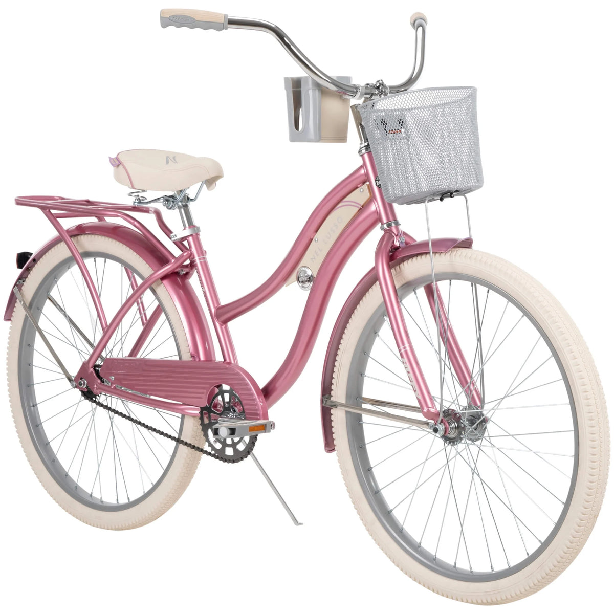 Vélo de plage cruiser Nel Lusso pour femme 26 po, taffeta rose