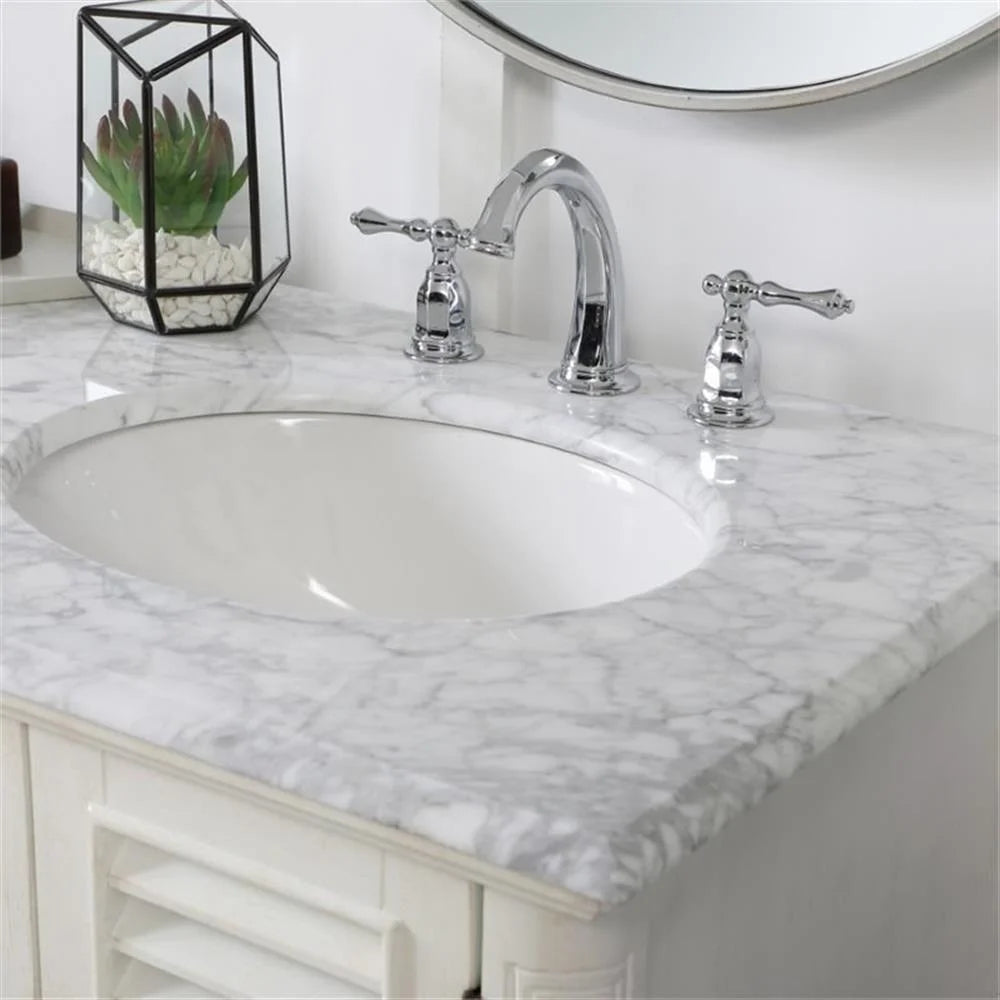 Meuble-lavabo double élégant de 60 pouces pour salle de bain, blanc antique